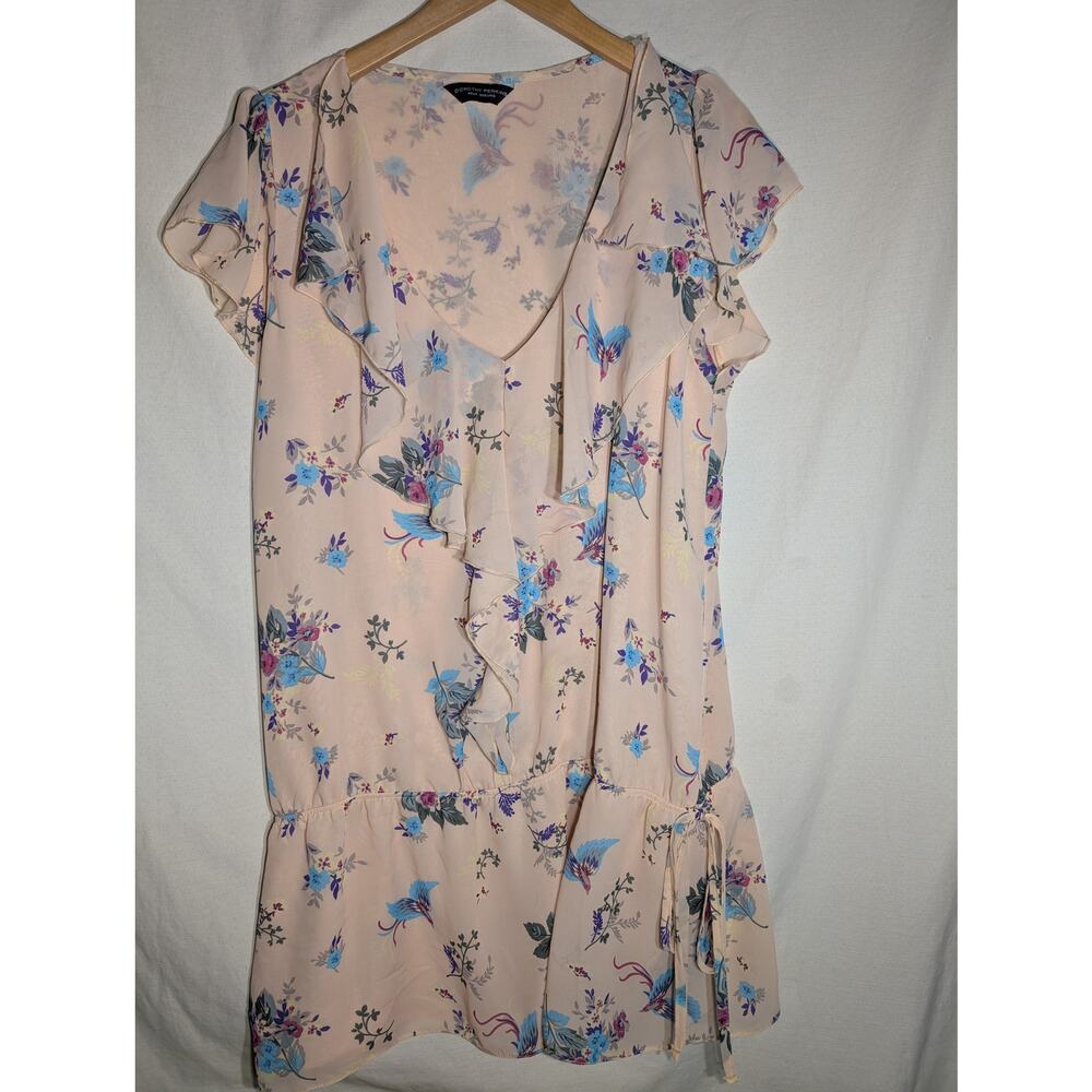 Dorothy Perkins Womens floral drop waist tunic blouse Sz XL Whimsical ruffle
